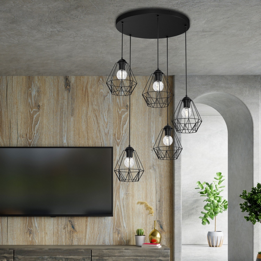 Żyrandol na lince BERGEN 5xE27/60W/230V czarny