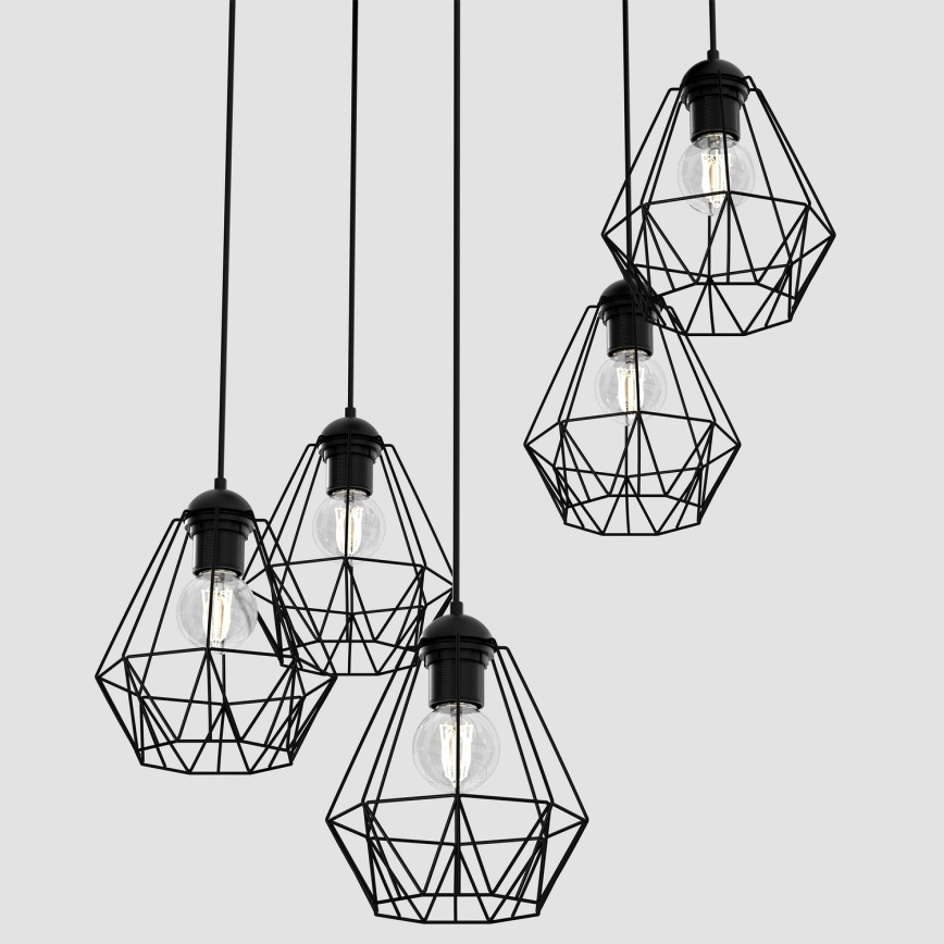 Żyrandol na lince BERGEN 5xE27/60W/230V czarny