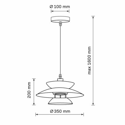 Żyrandol na lince BERIT 1xE27/20W/230V czarny
