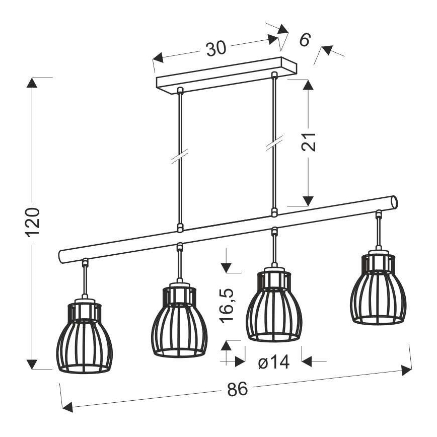 Żyrandol na lince BERNITA 4xE27/60W/230V