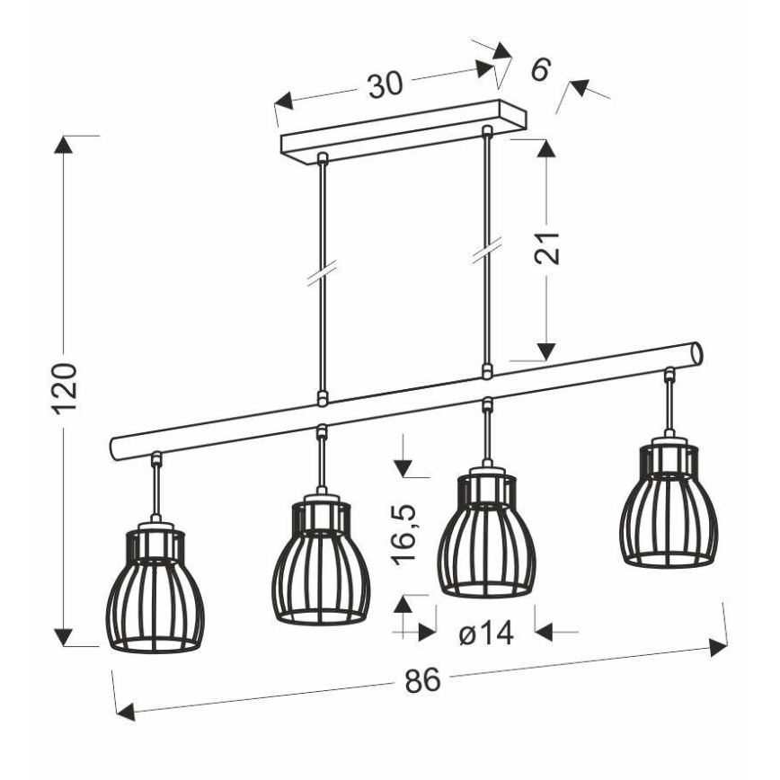 Żyrandol na lince BERNITA 4xE27/60W/230V