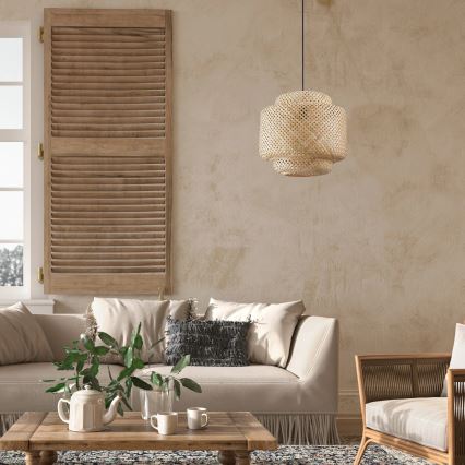 Żyrandol na lince BERTA 1xE27/20W/230V śr. 40 cm bambus