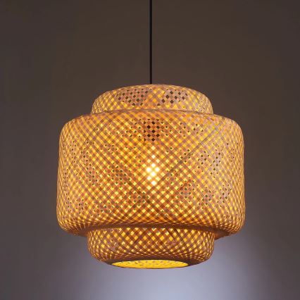 Żyrandol na lince BERTA 1xE27/20W/230V śr. 40 cm bambus