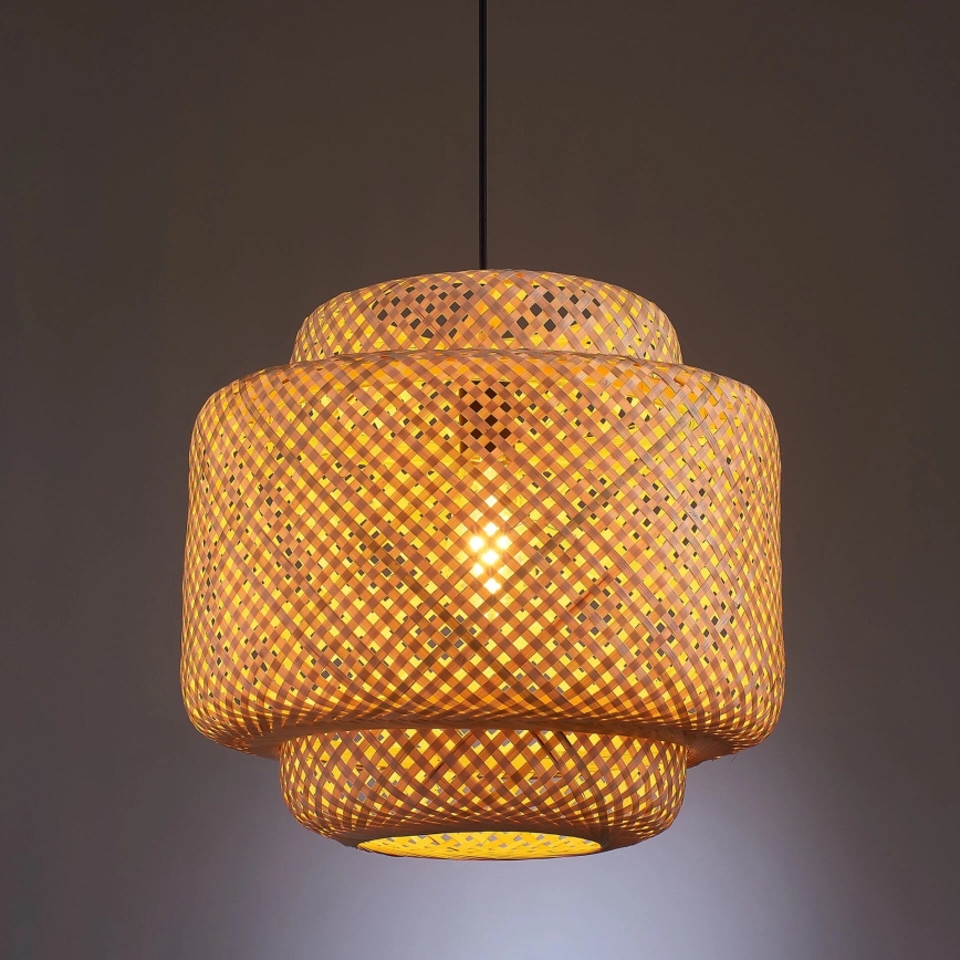 Żyrandol na lince BERTA 1xE27/20W/230V śr. 40 cm bambus