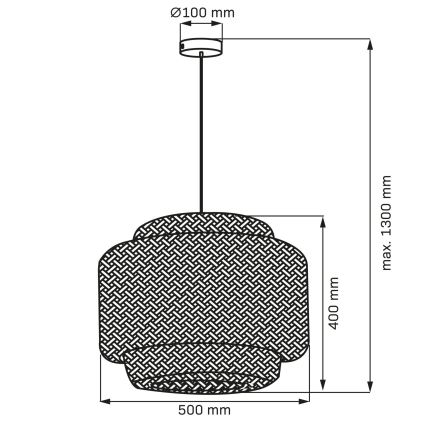 Żyrandol na lince BERTA 1xE27/20W/230V śr. 50 cm bambus