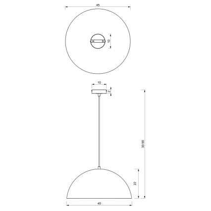 Żyrandol na lince BETA 1xE27/60W/230V d. 45 cm czarny