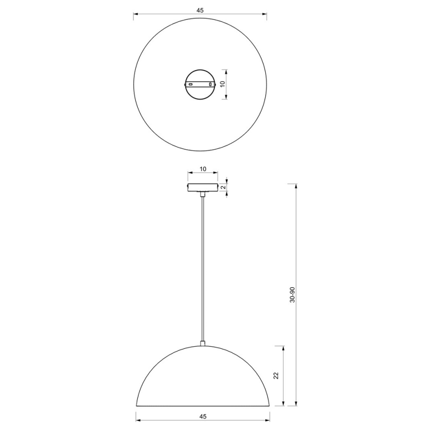 Żyrandol na lince BETA 1xE27/60W/230V d. 45 cm czarny