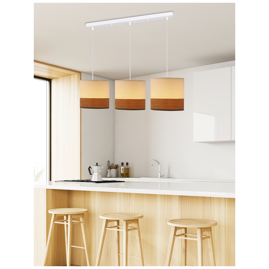 Żyrandol na lince BIANCO 3xE27/40W/230V biały/brązowy