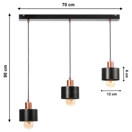 Żyrandol na lince BODO 3xE27/60W/230V