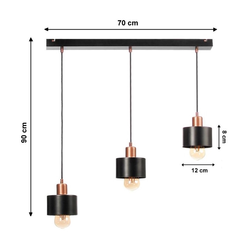 Żyrandol na lince BODO 3xE27/60W/230V