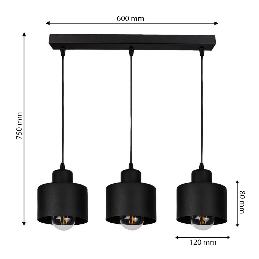 Żyrandol na lince BODO 3xE27/60W/230V