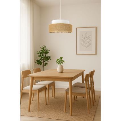 Żyrandol na lince BOHO 1xE27/60W/230V biały/beżowy