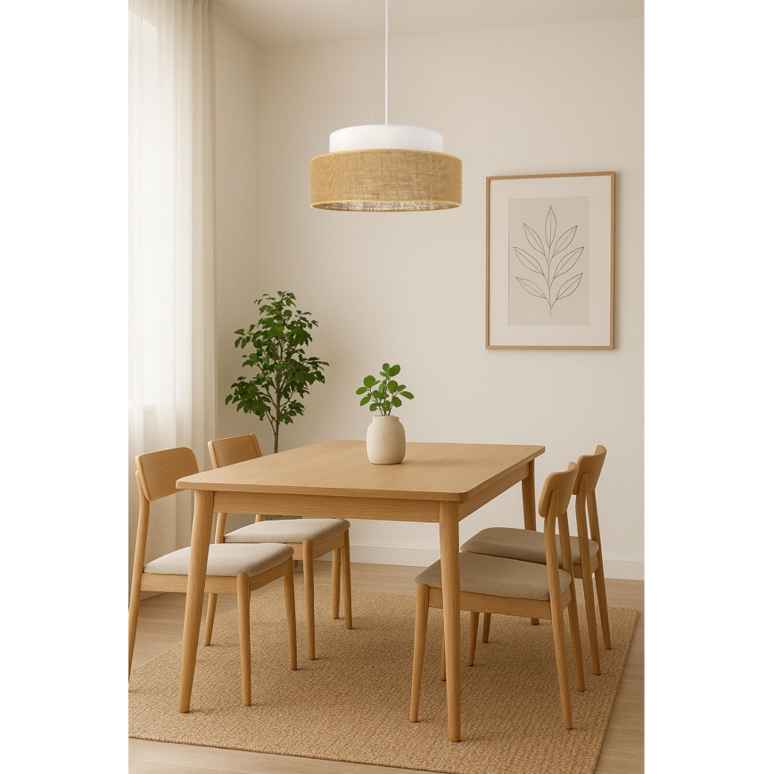 Żyrandol na lince BOHO 1xE27/60W/230V biały/beżowy