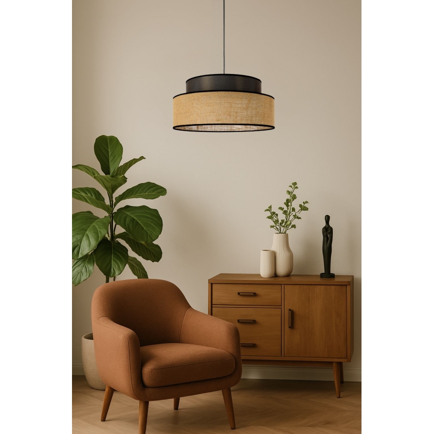 Żyrandol na lince BOHO 1xE27/60W/230V brązowy/beżowy
