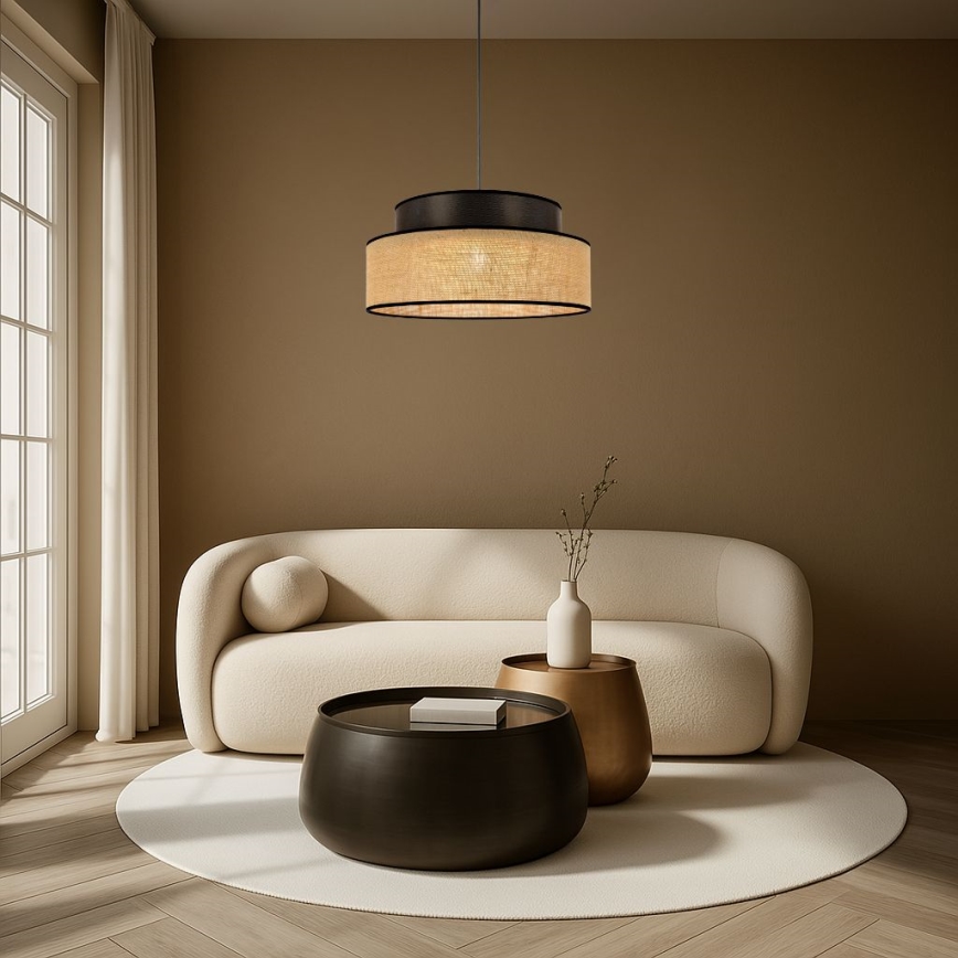 Żyrandol na lince BOHO 1xE27/60W/230V brązowy/beżowy