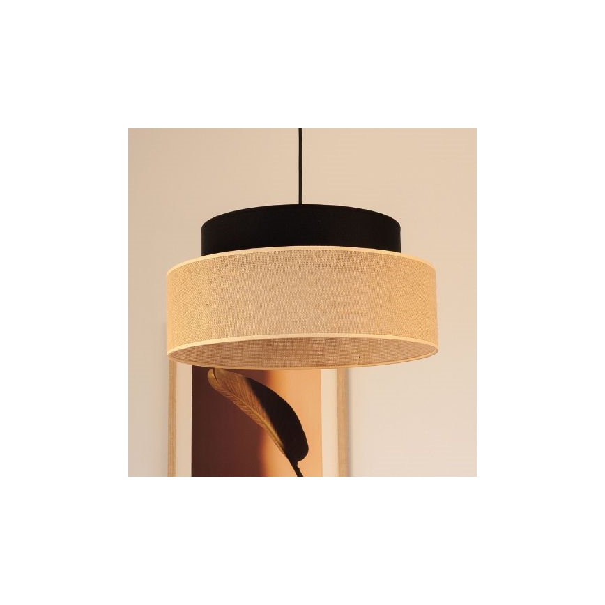 Żyrandol na lince BOHO 1xE27/60W/230V czarny/beżowy