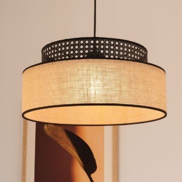 Żyrandol na lince BOHO 1xE27/60W/230V czarny/beżowy
