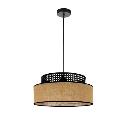 Żyrandol na lince BOHO 1xE27/60W/230V czarny/rattan