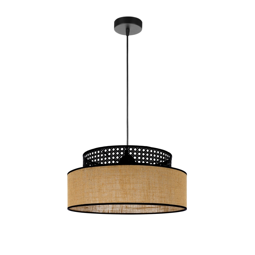 Żyrandol na lince BOHO 1xE27/60W/230V czarny/rattan