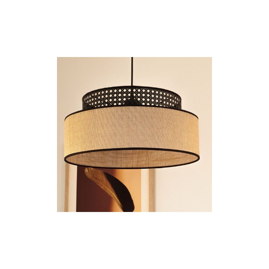 Żyrandol na lince BOHO 1xE27/60W/230V czarny/rattan