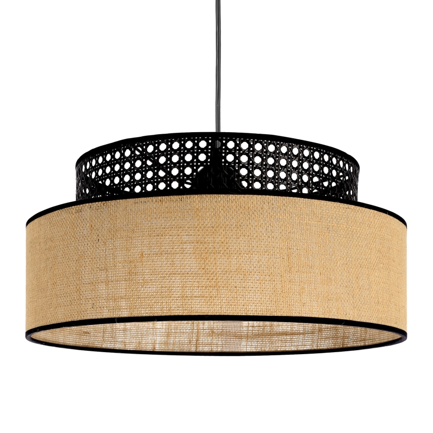 Żyrandol na lince BOHO 1xE27/60W/230V czarny/rattan