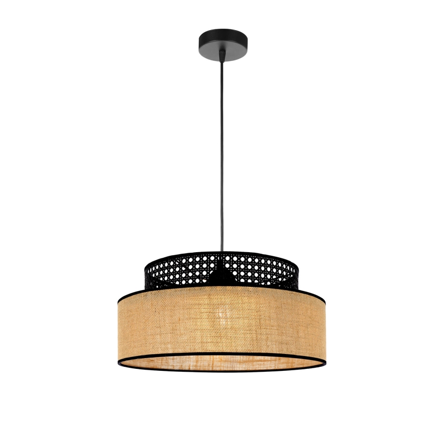 Żyrandol na lince BOHO 1xE27/60W/230V czarny/rattan