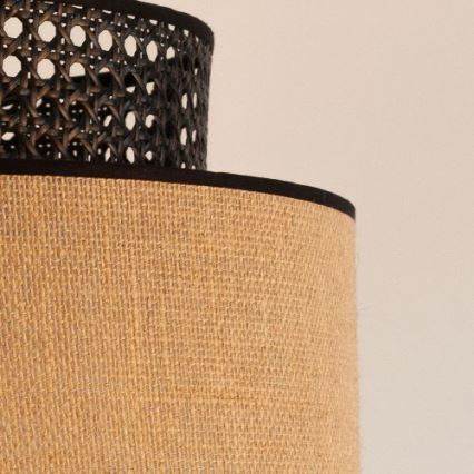 Żyrandol na lince BOHO 1xE27/60W/230V czarny/rattan