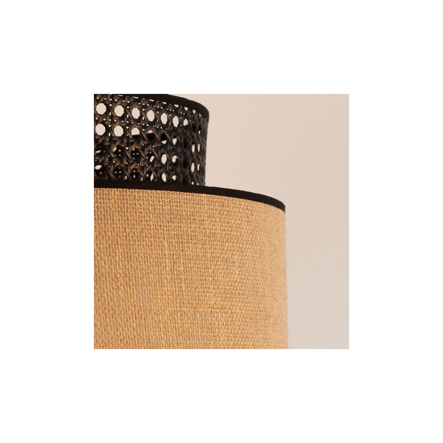 Żyrandol na lince BOHO 1xE27/60W/230V czarny/rattan