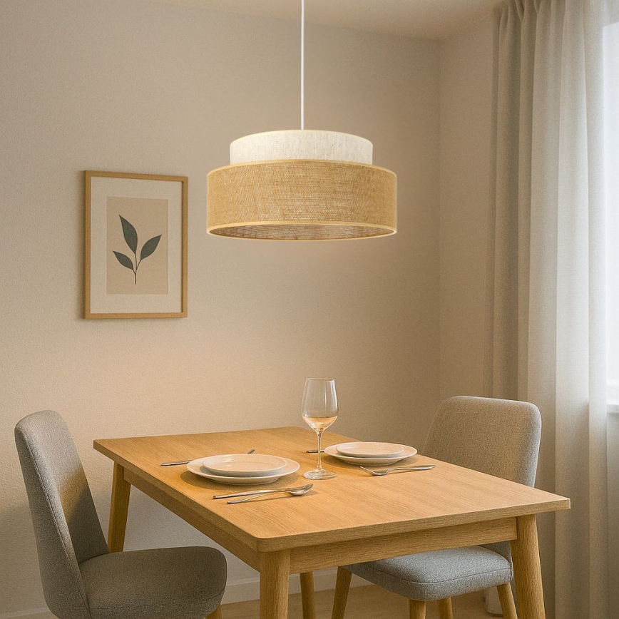 Żyrandol na lince BOHO 1xE27/60W/230V kremowy/beżowy