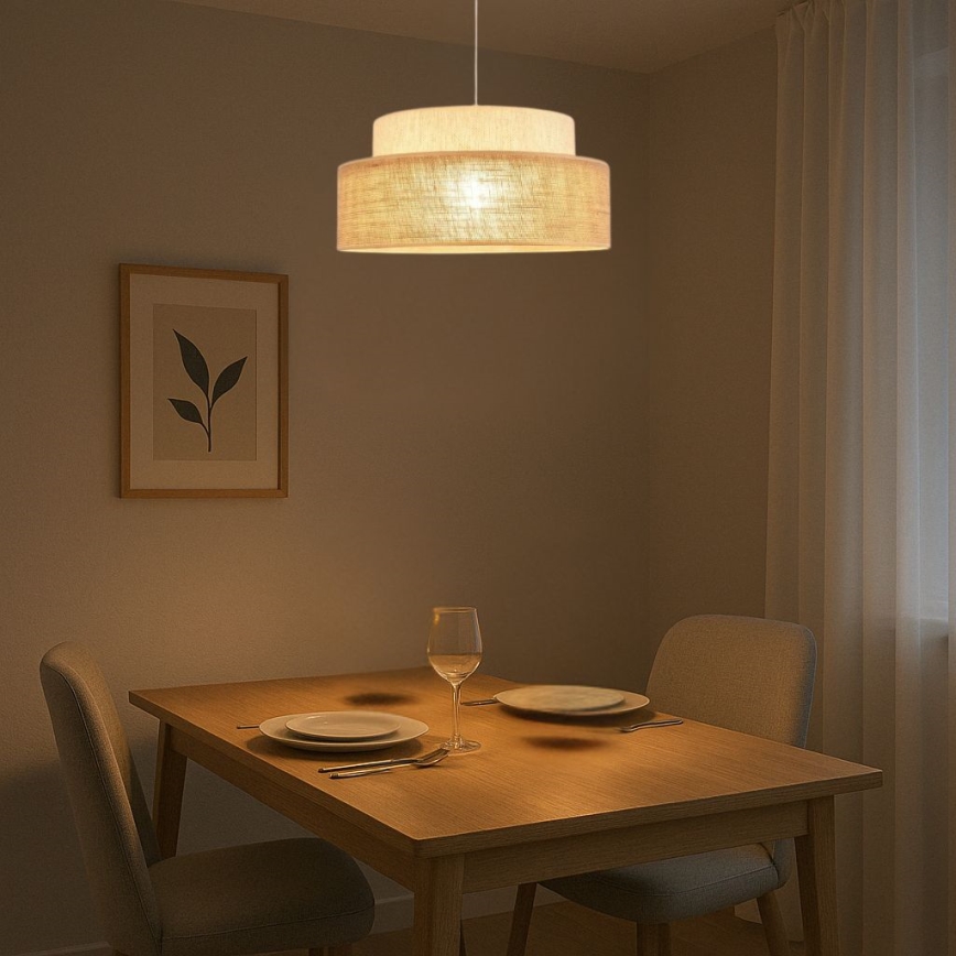 Żyrandol na lince BOHO 1xE27/60W/230V kremowy/beżowy