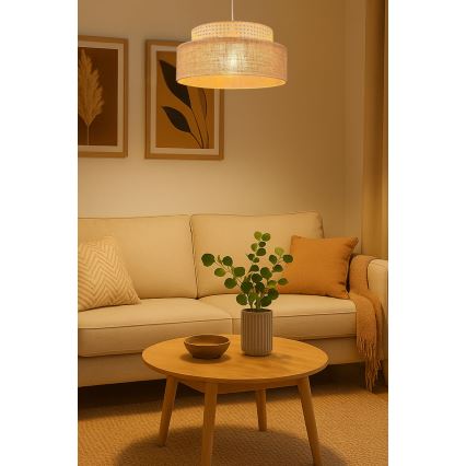 Żyrandol na lince BOHO 1xE27/60W/230V rattan