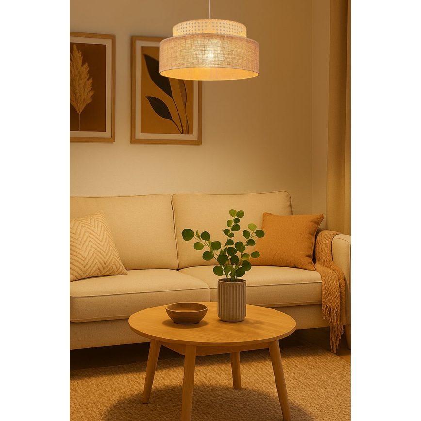 Żyrandol na lince BOHO 1xE27/60W/230V rattan