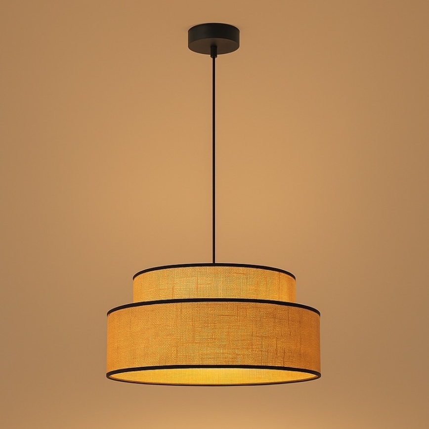 Żyrandol na lince BOHO 1xE27/60W/230V śr. 40 cm beżowy