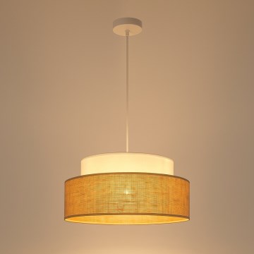 Żyrandol na lince BOHO 1xE27/60W/230V śr. 40 cm biały/beżowy