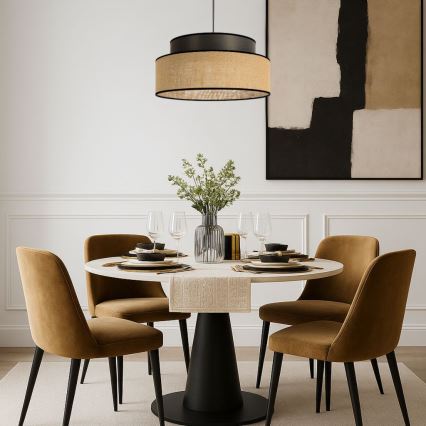 Żyrandol na lince BOHO 1xE27/60W/230V śr. 40 cm brązowy/beżowy