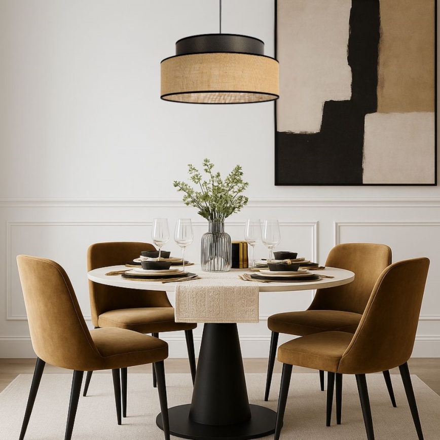 Żyrandol na lince BOHO 1xE27/60W/230V śr. 40 cm brązowy/beżowy