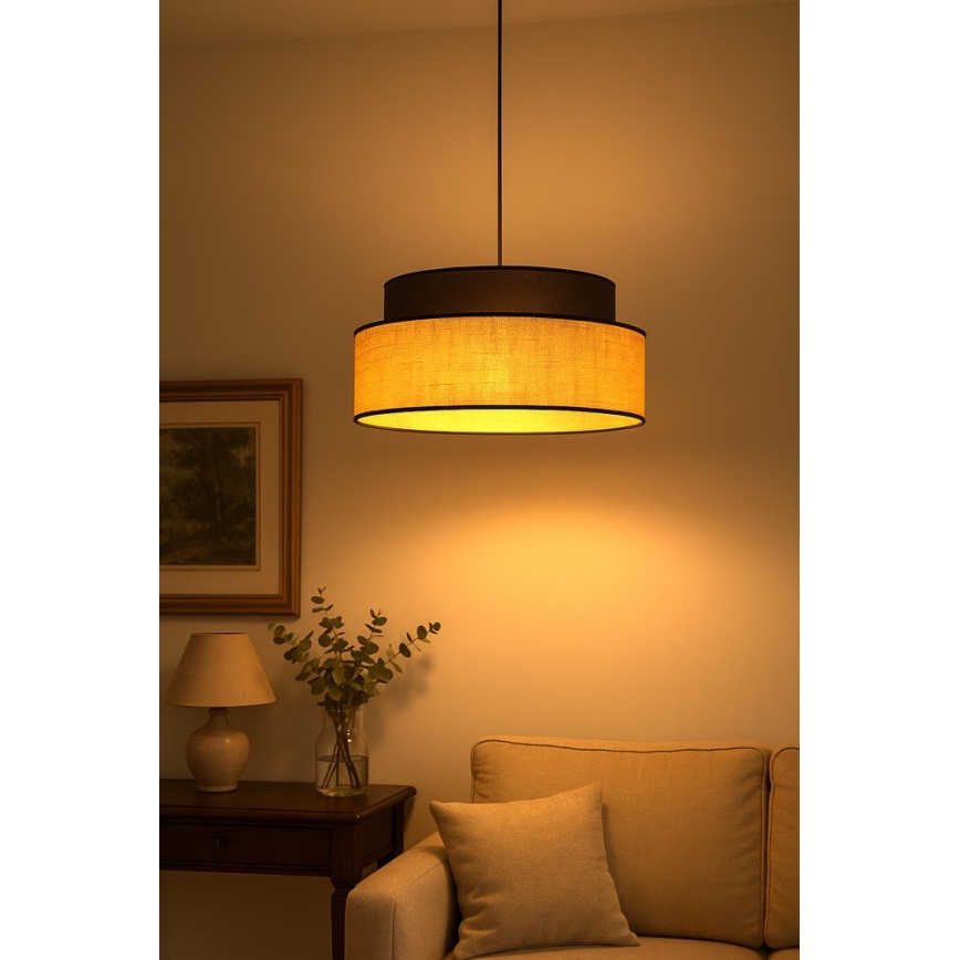 Żyrandol na lince BOHO 1xE27/60W/230V śr. 40 cm brązowy/beżowy