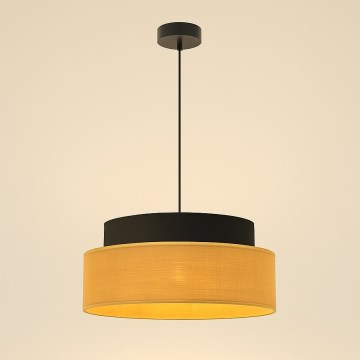 Żyrandol na lince BOHO 1xE27/60W/230V śr. 40 cm czarny/beżowy