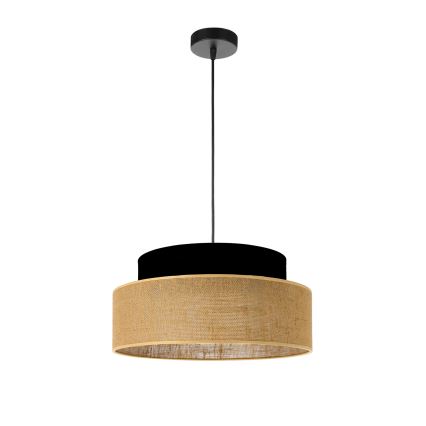 Żyrandol na lince BOHO 1xE27/60W/230V śr. 40 cm czarny/beżowy