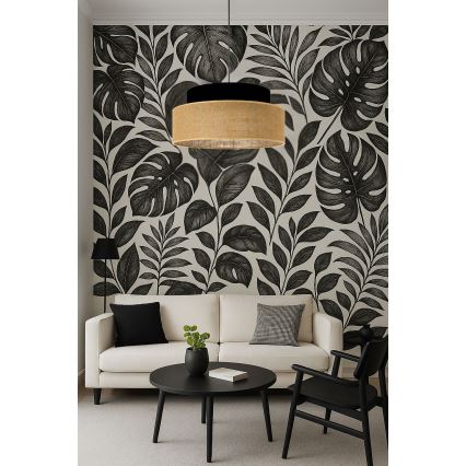 Żyrandol na lince BOHO 1xE27/60W/230V śr. 40 cm czarny/beżowy