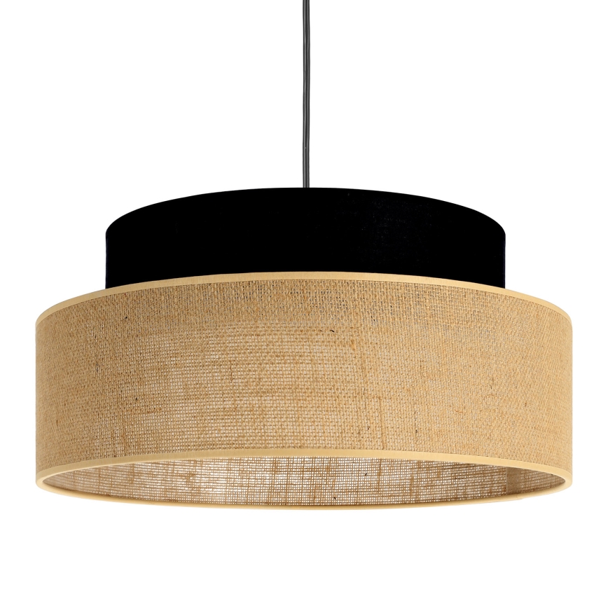 Żyrandol na lince BOHO 1xE27/60W/230V śr. 40 cm czarny/beżowy