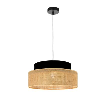 Żyrandol na lince BOHO 1xE27/60W/230V śr. 40 cm czarny/beżowy