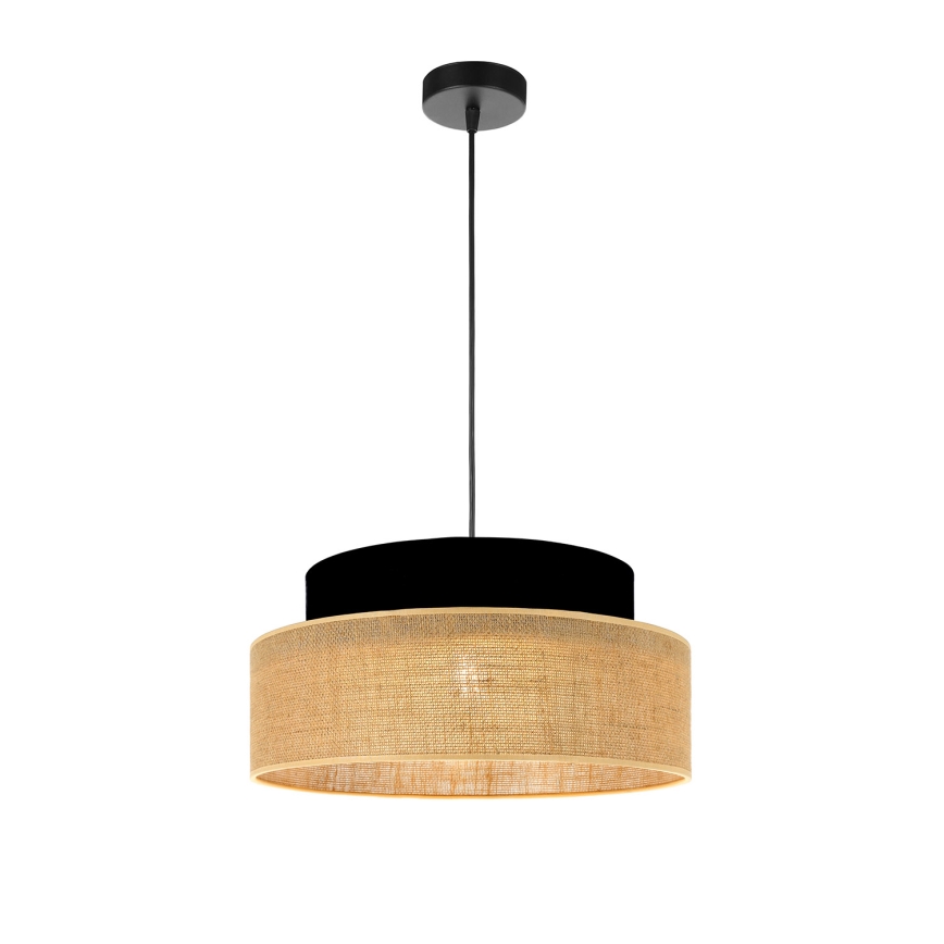 Żyrandol na lince BOHO 1xE27/60W/230V śr. 40 cm czarny/beżowy