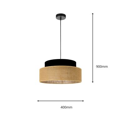 Żyrandol na lince BOHO 1xE27/60W/230V śr. 40 cm czarny/beżowy