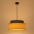 Żyrandol na lince BOHO 1xE27/60W/230V śr. 40 cm czarny/rattan