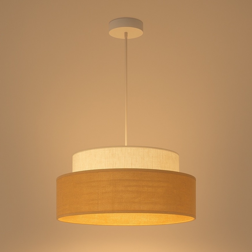 Żyrandol na lince BOHO 1xE27/60W/230V śr. 40 cm kremowy/beżowy