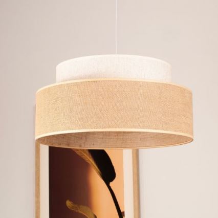 Żyrandol na lince BOHO 1xE27/60W/230V śr. 40 cm kremowy/beżowy