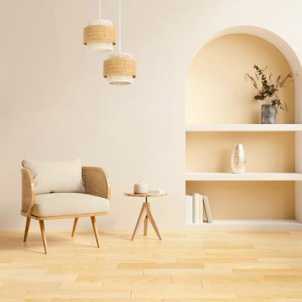 Żyrandol na lince BOHO 2xE27/60W/230V juta/kremowy