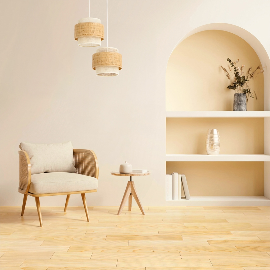 Żyrandol na lince BOHO 2xE27/60W/230V juta/kremowy