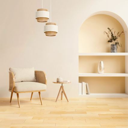 Žyrandol na lince BOHO 2xE27/60W/230V kremowy/juta